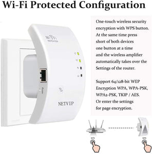 NETVIP Ripetitore WiFi Wireless 300Mbps/ 2.4GHz WiFi Extender e Access Point Potenzia la Tua Copertura Wi-Fi Compatibile con Tutti i Modem Router WiFi