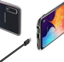 Carica l'immagine nel visualizzatore di Gallery, EasyAcc Custodia per Samsung Galaxy A50/A30s Cover + Pellicola in Vetro Temperato, Morbido TPU Cover Cristallo Limpido Trasparente Slim Anti Scivolo Protezione Case Antiurto per Galaxy A50/A30s