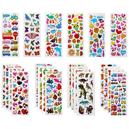 Vicloon Adesivi per Bambini 500+ 3D, Puffy 22pcs Multicolore