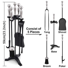 Carica l&#39;immagine nel visualizzatore di Gallery, Set di Strumenti per Caminetti Maniglie Dargento 5 Pezzi, Porta... - Ilgrandebazar