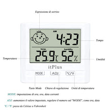 Carica l&#39;immagine nel visualizzatore di Gallery, Igrometro Termometro Digitale, Orologio da Tavolo Parete Temperatura 1 Pezzo - Ilgrandebazar