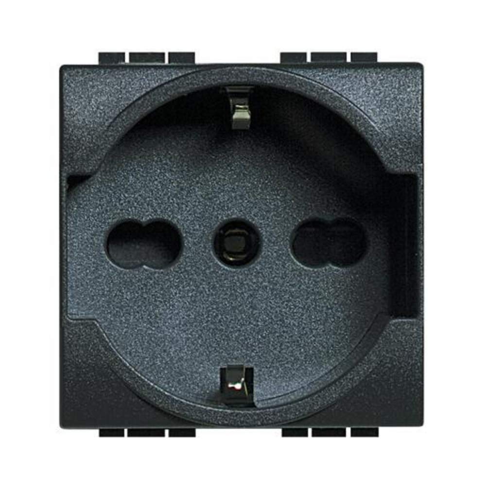 PRESA BIPASSO 2P+T 10/16A SCHUKO LIFE COMPATIBILE CON Grigio Antracite