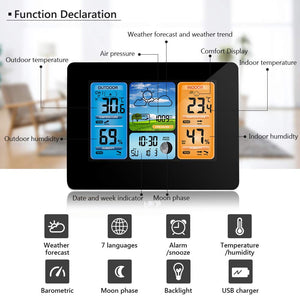 Houkiper Stazione Meteo Digitale con Previsioni del 16,5 * 6 * 13 cm, Black - Ilgrandebazar