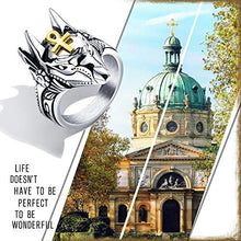 Carica l&#39;immagine nel visualizzatore di Gallery, OIDEA Anello Anubi Uomo Ankh Egitto Egiziano Croce Fidanzamento Acciaio... - Ilgrandebazar