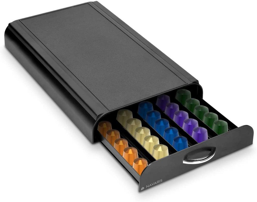 Cassetto Porta Cialde caffè - Contenitore 50x Capsule ESE ø ca. 38mm Nespresso Lavazza Bialetti - Portacialde Macchina Espresso - Box Nero