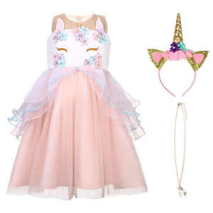 URAQT Ragazza Vestito Unicorno, Ruffles Fiori Festa Cosplay Abito da Sposa... - Ilgrandebazar