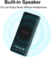 Carica l'immagine nel visualizzatore di Gallery, Wodgreat Lettore MP3 16GB Lettore Musicale Audio Digitale Portatile HiFi Lossless Sound 1,8 Pollici MP3 Running Sport con Radio FM/Altoparlante,Supporto espandibile fino a 128G