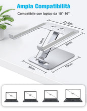 Carica l'immagine nel visualizzatore di Gallery, Babacom Supporto PC Portatile, Pieghevole Ergonomico Porta PC con Regolabile Altezza, Ventilato Alluminio Laptop Stand Compatibile con MacBook Air, Pro, Dell XPS, Samsung, Altri 10-16" Tablet