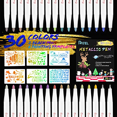 RATEL Pennarelli Metallici 30 Colori Brillanti Metallic Penne 2 32 penne