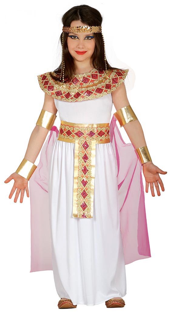 Guirca- Cleopatra Costume Egiziana per Bambini, Bianco, Oro e Rosa, 7-9... - Ilgrandebazar