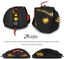 Carica l'immagine nel visualizzatore di Gallery, ZELOTES T90 Mouse da Gioco, ad Alta Precisione 9200 DPI Mouse Gaming con Design di 8 Pulsanti ,Cartucce di Peso Regolabile per PC Laptop Computer Notebook,Nero