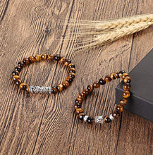 Carica l&#39;immagine nel visualizzatore di Gallery, BESTEEL 6PCS 8MM Palline Bracciali per Uomo Vulcanica Giallo Tigre Occhio... - Ilgrandebazar