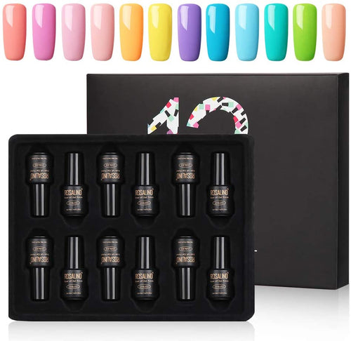 ROSALIND 12pcs Gel Colori Unghie,7ml Smalto Semipermanente per Unghie in Gel UV LED,Smalti Gel per Unghie
