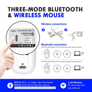 INPHIC Mouse Bluetooth, Wireless Bluetooth Ricaricabile Argento - B - Ilgrandebazar