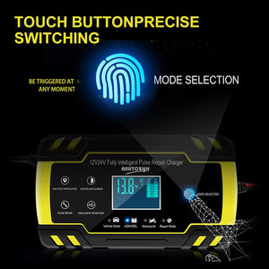 NWOUIIAY Caricabatteria Auto di Carica 24V 8A 12V 4A 24*13*6.5, Giallo e nero - Ilgrandebazar