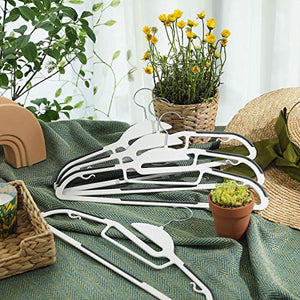 SONGMICS Set di 50 Grucce in Plastica, con Apertura a Bianco + Grigio