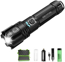 Carica l'immagine nel visualizzatore di Gallery, Kit torcia tattica ricaricabile,LED super luminoso da 2000 lumen 5 modalità Zoomable, Impermeabile Potente per caccia di emergenza Escursionismo in campeggio(18650 Batteria e caricabatterie inclusi)