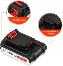 Carica l'immagine nel visualizzatore di Gallery, Batteria 2.0Ah Sostituzione agli ioni di litio per batteria Black e Decker 20V LBXR20 LB20 LBX20 LBXR2020-OPE LBXR20B-2 LB2X4020 LST220 Elettroutensili a batteria