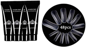 Anself Prolunga per unghie in gel poli + 48 pezzi Suggerimenti per la costruzione di stampi rapidi Set per la preparazione di gel Strumenti per nail art a rapida asciugatura