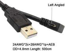 Carica l'immagine nel visualizzatore di Gallery, CY - Cavo di ricarica dati da Micro USB maschio ad angolo sinistro a USB 2.0, per telefoni cellulari e tablet, 3 m