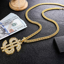 Carica l&#39;immagine nel visualizzatore di Gallery, Yadoca Collana con Ciondolo Simbolo del Dollaro Placcato Argento Tono Oro - Ilgrandebazar