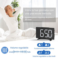 Carica l&#39;immagine nel visualizzatore di Gallery, YISSVIC Sveglia Digitale da Comodino 6.5 Pollici Schermo LED 2 Suoni Bianco - Ilgrandebazar