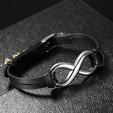 Carica l&#39;immagine nel visualizzatore di Gallery, Oidea Bracciale Braccialetto per Uomo Donna in Pelle Nero - Ilgrandebazar