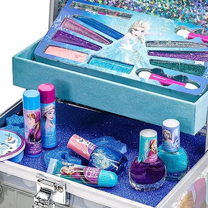 Disney Frozen - Townley Girl Il set per il trucco cosmetico Train Case include lucidalabbra, luccichio per gli occhi, pennelli, accessori per smalto e altro