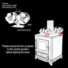 Carica l&#39;immagine nel visualizzatore di Gallery, Ventola per stufa alimentata a calore camino, a legna 8 Lame.