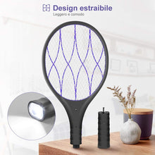 Carica l&#39;immagine nel visualizzatore di Gallery, YISSVIC Racchetta Zanzare Elettrica, 1200 mAh Ricarica USB, 3800 Volt con Torcia Rimovibile, Illuminazione a LED, Protezione Maglia a Doppio Strato, Adatto per Casa Giardino Campeggio BBQ Picnic