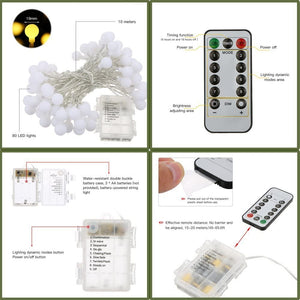 Tomshine Luci Della Stringa Della Palla 80 Palle Alimentato a batteria IP44