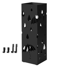 Carica l&#39;immagine nel visualizzatore di Gallery, SONGMICS Porta Ombrelli in Metallo, Portaombrelli Quadrato, con Gancini Nero - Ilgrandebazar