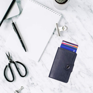 BOJLY Porta carte di credito, porta con fermasoldi Anti-RFID e NFC, Blu - Ilgrandebazar