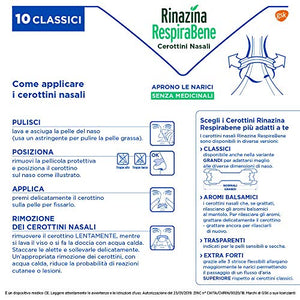 Rinazina Respirabene Cerottini Nasali 10 Classici - 25 g - Ilgrandebazar