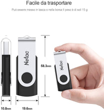 Carica l'immagine nel visualizzatore di Gallery, Netac 64G Chiavetta USB 3.0，Rotazione a 360 ° Pen Drive，USB Flash Drive velocità di Lettura Fino a 90 MB/s，Thumb Drive Memoria Stick