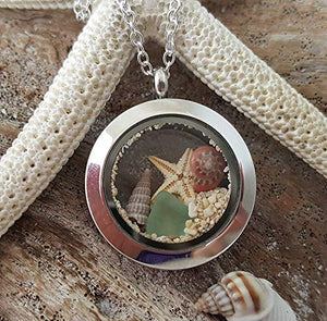 Hawaii memoria Locket in una confezione regalo, 25mm, naturale vetro mare,... - Ilgrandebazar