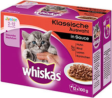 Carica l'immagine nel visualizzatore di Gallery, Whiskas - Confezione Multipla di Cibo per Gatti Giovani, 48 porzioni (4 x 12...