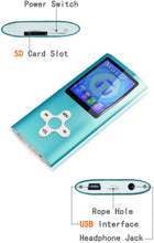 Carica l'immagine nel visualizzatore di Gallery, 16GB Lettore MP3, Tabmart Metal Hi-Fi Capacità Di Musicale Portatile Lettore MP3 Sound MP4 Lettore Multifunzione 15 Ore Di Riproduzione Continua, Blu
