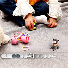 Carica l&#39;immagine nel visualizzatore di Gallery, Catenella Portaciuccio Catena Bambino Ciuccio Clip Procione Grigio Verde - Ilgrandebazar
