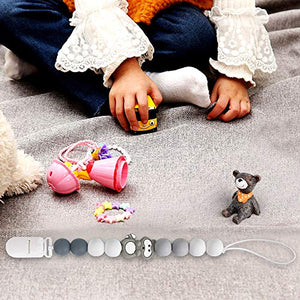 Catenella Portaciuccio Catena Bambino Ciuccio Clip Procione Grigio Verde - Ilgrandebazar