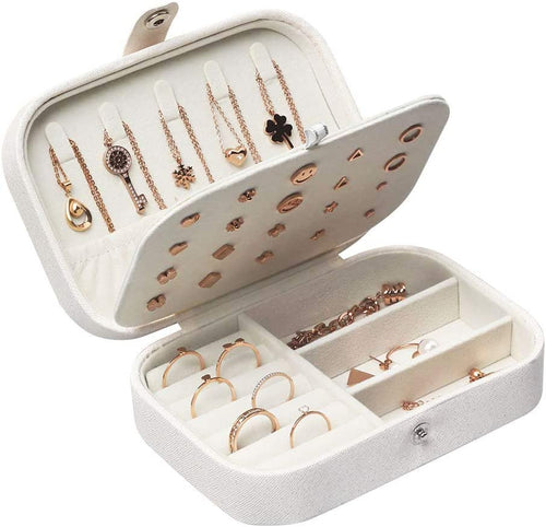 Lrikas Piccolo Portagioie da Viaggio Portagioie Donna Scatola di Gioielli Organizzatore di Gioielli Jewelry Box 16,5 x 11,5 x 5,5 cm (Bianco)
