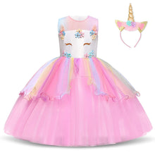 Carica l'immagine nel visualizzatore di Gallery, NNJXD Ragazza Unicorno Ruffles Fiori Festa Cosplay Abito da Sposa Vestito... - Ilgrandebazar