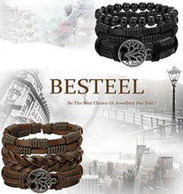 Carica l&#39;immagine nel visualizzatore di Gallery, BESTEEL 6 Pezzi Pelle Bracciali Albero della Vita per A. Della - Ilgrandebazar