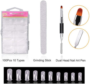 Gel per Unghie Ricostruzione Kit, Mysweety 8 Colorati Poly Gel professionale Rosa, con Unghie Finte/Pennello/Gel Chiodo Base/Top Coat/Soluzione Slip