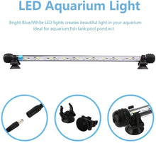 Carica l&#39;immagine nel visualizzatore di Gallery, 92 cm luce LED per acquario, illuminazione subacquea, IP68, copertura impermeabile, lampada a LED spina UE per serbatoio con telecomando RGB cambia colore (1,8 x 92 cm, bianco e blu)