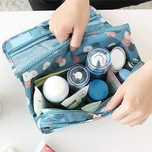 Carica l'immagine nel visualizzatore di Gallery, OrgaWise Borsa da toilette da viaggio Borsa da viaggio pensata da viaggio Borsa cosmetica da donna per trucco da donna invia una borsa impermeabile drwasrting Blu-margherita