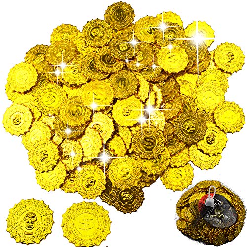 BESTZY 100 Pezzi Monete Oro Pirata Plastica Giocattolo Halloween F