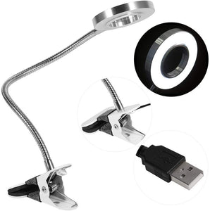 Lampada da tavolo a LED con clip, Portatile Sopracciglio permanente Manicure Luce fredda USB Strumenti di bellezza per l'uso del letto per il trucco delle unghie