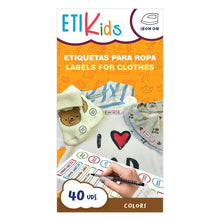 Carica l&#39;immagine nel visualizzatore di Gallery, Etikids 40 Etichette termoadesive da STIRARE. Formati e colori vari, colorato - Ilgrandebazar