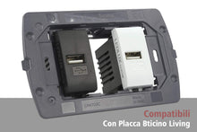 Carica l&#39;immagine nel visualizzatore di Gallery, LEDLUX 2 Pezzi Moduli Compatibile Bticino Living Light Caricatore USB 5V Nero - Ilgrandebazar